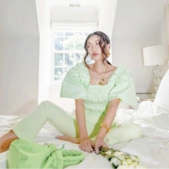 Zara Lime Green Voluminous Poplin Shirt M NWOT - Picture 5 of 9